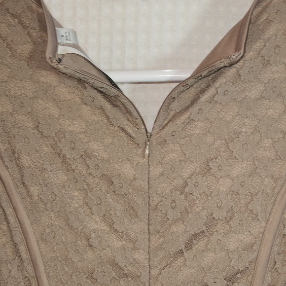 LC Lauren Conrad Dress Ladies Size 8 beige lace stretch knit fit&flare Lined - Picture 8 of 16